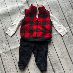 Carter’s 9mo Red and Black Plaid Vest Outfit